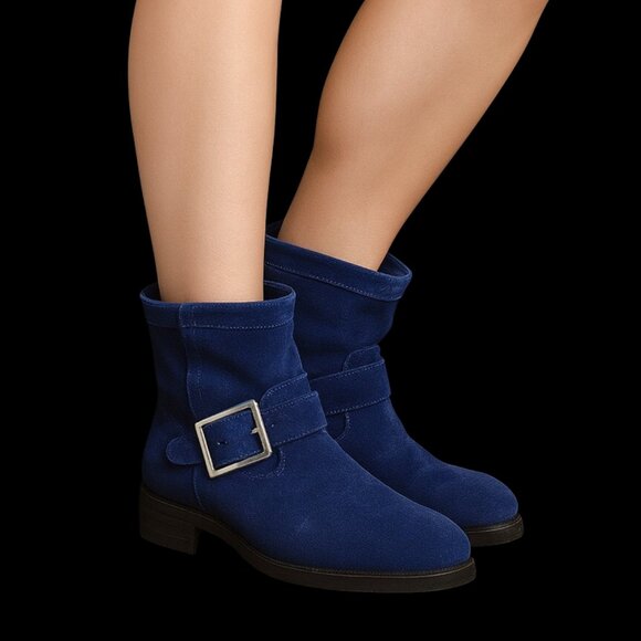 Jimmy Choo Blue Suede Leather Boots, 36.5 / 6 - Picture 1 of 4
